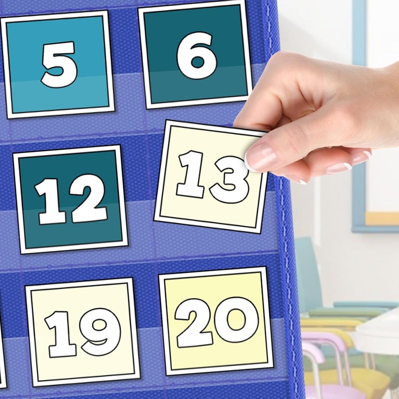 Eamay Classroom Monthly Calendar Pocket Chart for 2.75 * 2.75 Cards,Homeschool Supplies and Classroom Must Haves! Only Chart(Blue) - Image 5